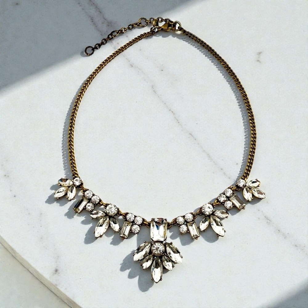 J. Crew Gold and Rhinestone Statement Necklace - Picture 3 of 8